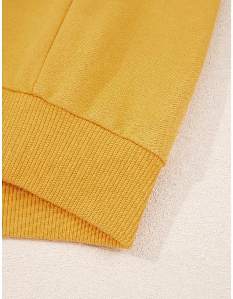 Citrus Pleated Balloon Sleeve Pullover Solid Sweatshirt