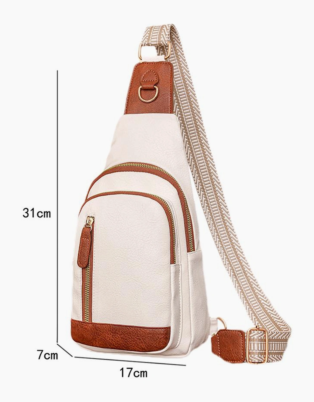 White Vintage PU Leather Zipped Crossbody Bag, 4 of 3
