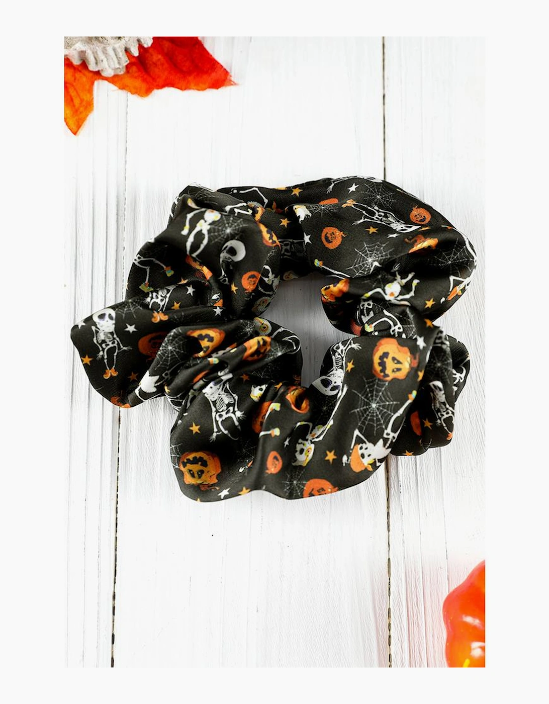 Azura Exchange Black Halloween Pattern Print Hair Scrunchie