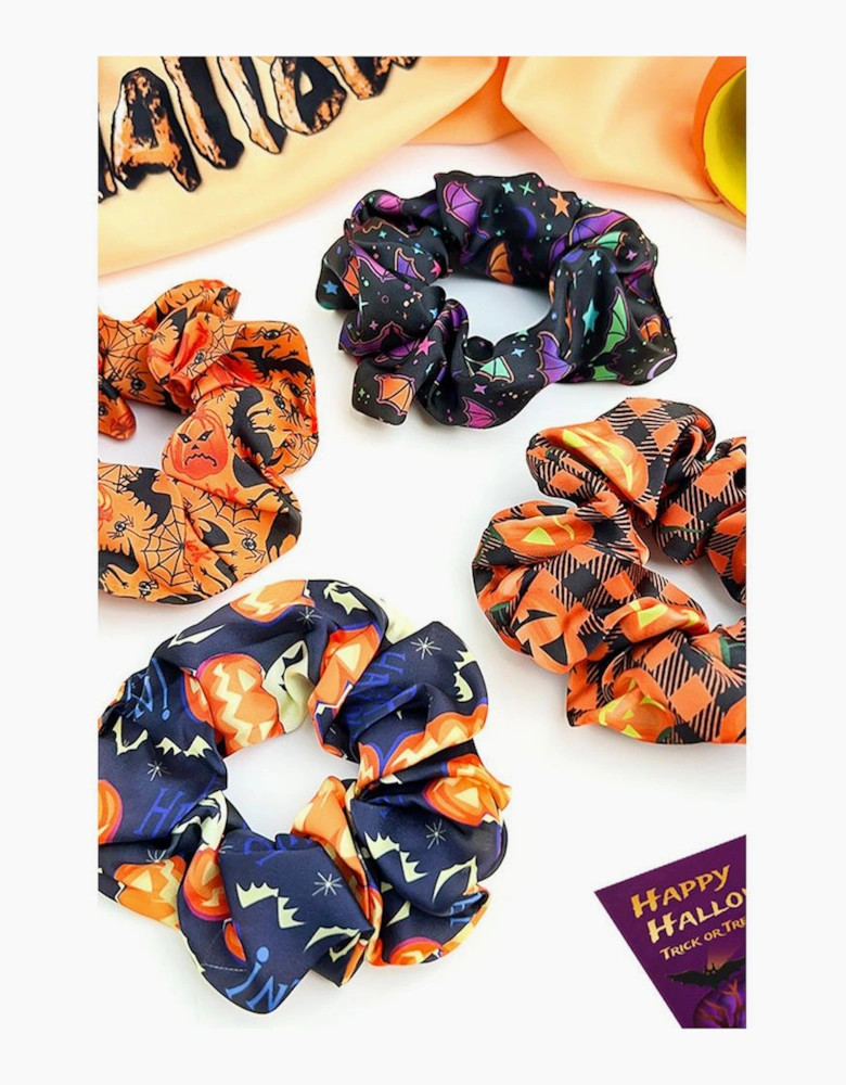 Azura Exchange Black Halloween Pattern Print Hair Scrunchie