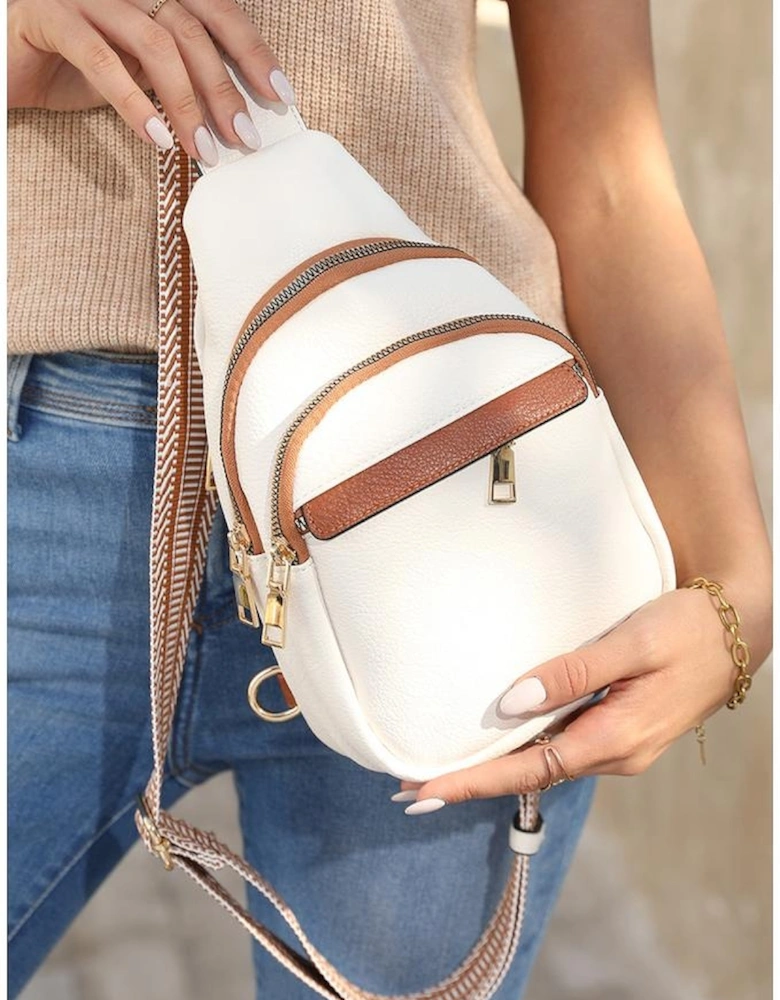 Azura Exchange White Multi Zipped Street Casual Sling Bag