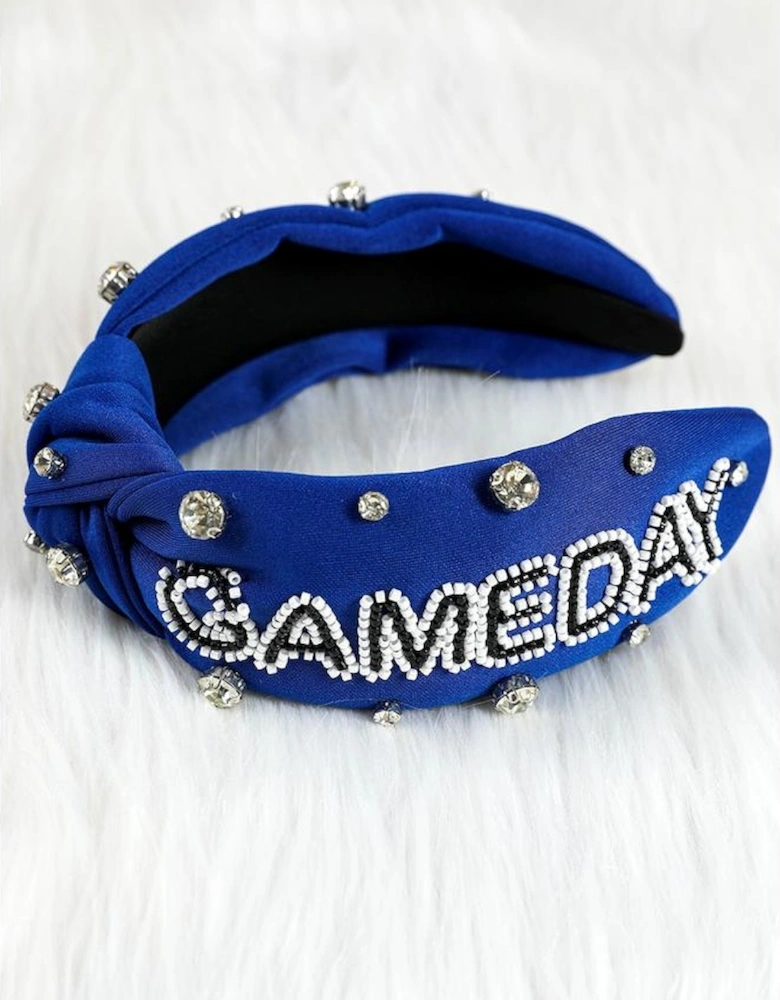 Dark Blue GAME DAY Rugby Football Season Diamond Knotted Headband