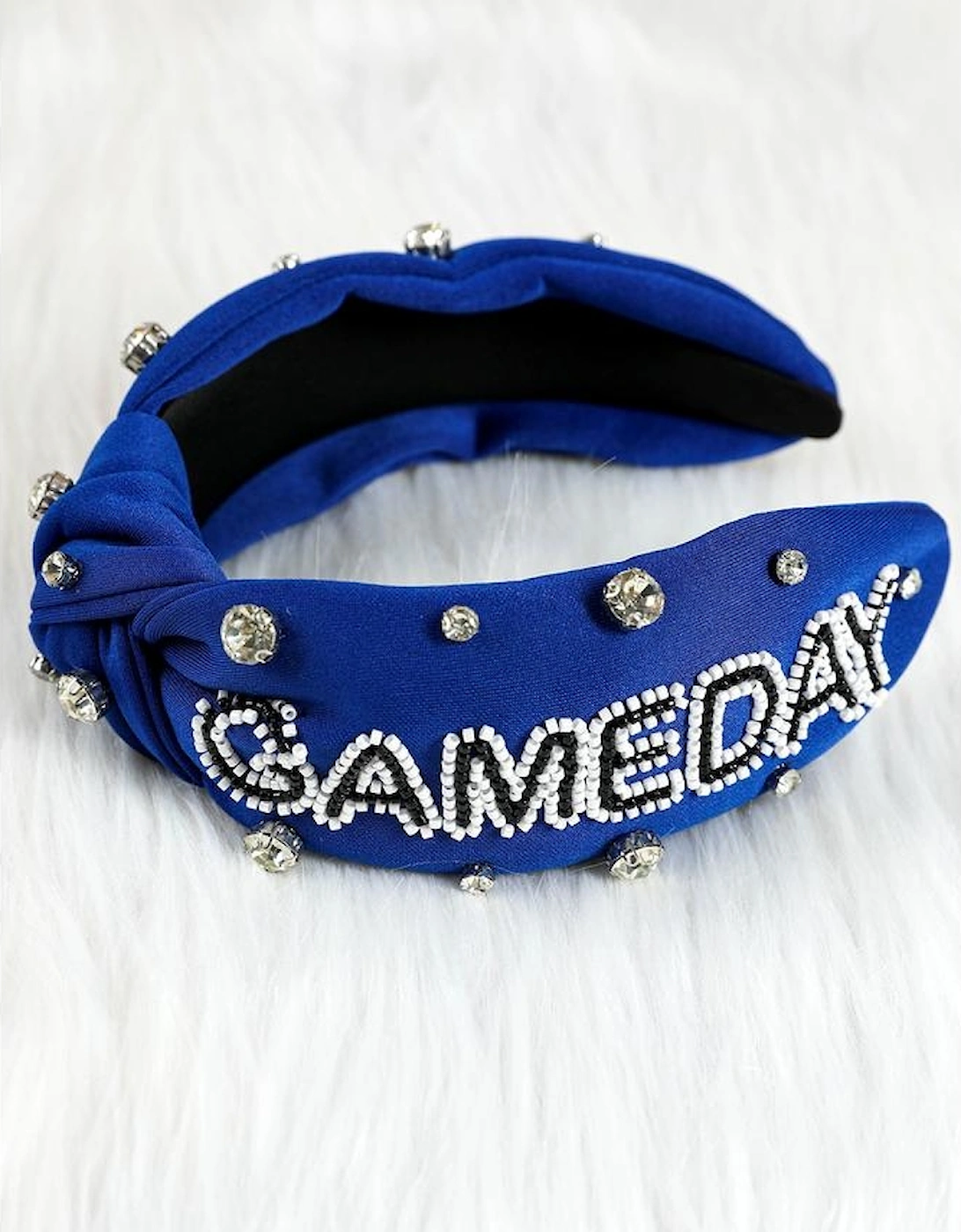 Dark Blue GAME DAY Rugby Football Season Diamond Knotted Headband