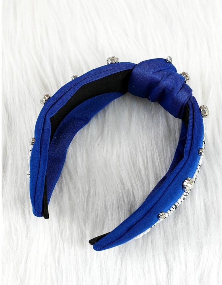 Dark Blue GAME DAY Rugby Football Season Diamond Knotted Headband