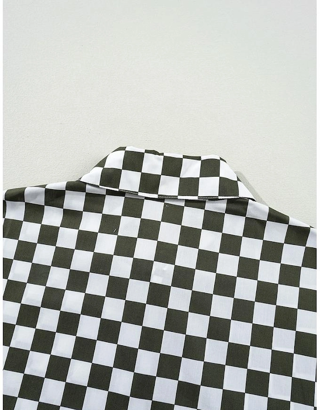 Green Checkerboard Printed Drop Shoulder Loose Casual Shirt, 10 of 9