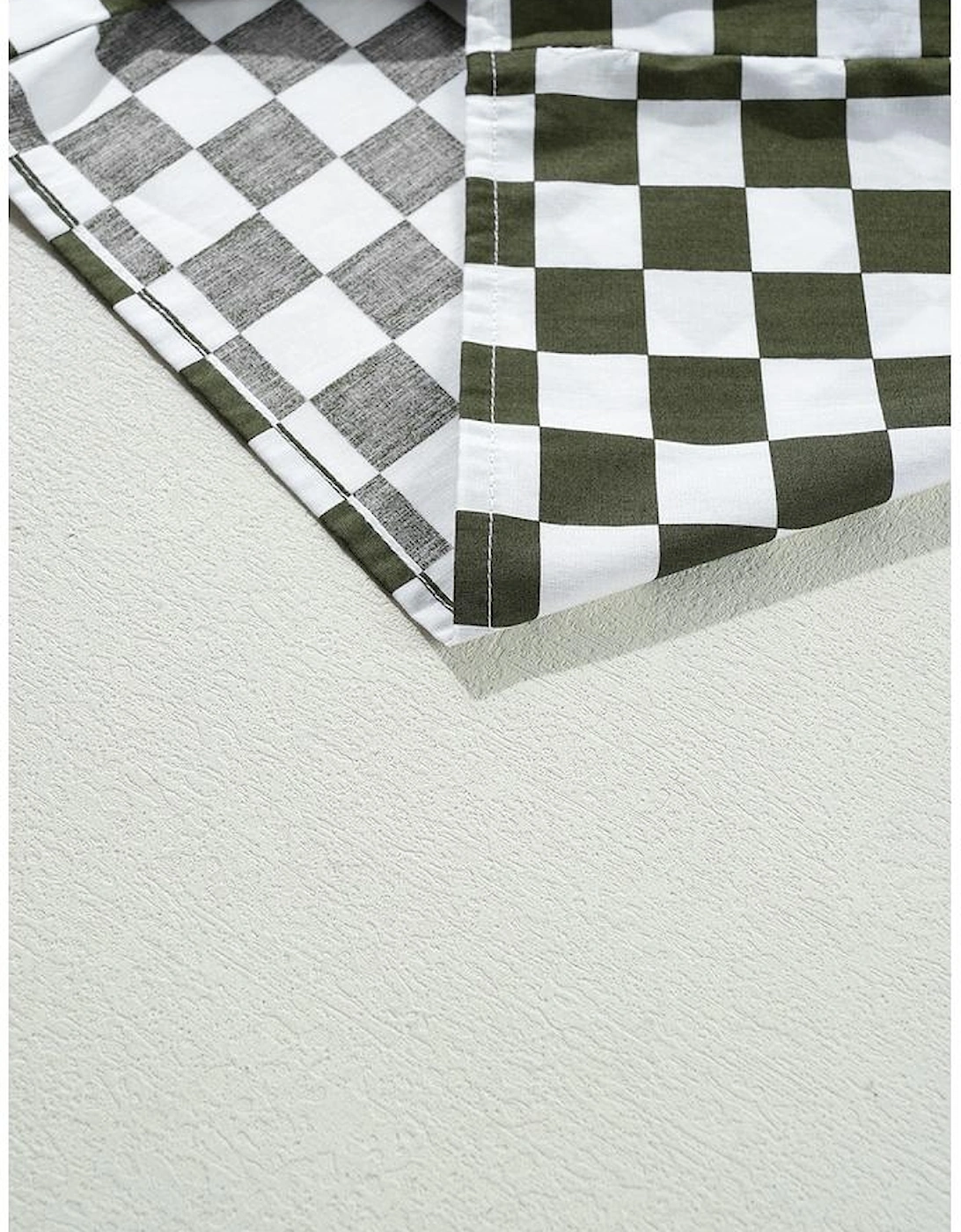 Green Checkerboard Printed Drop Shoulder Loose Casual Shirt