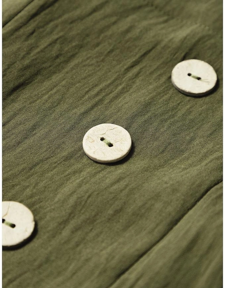 Jungle Green Solid Color Buttoned Straight Leg Overall