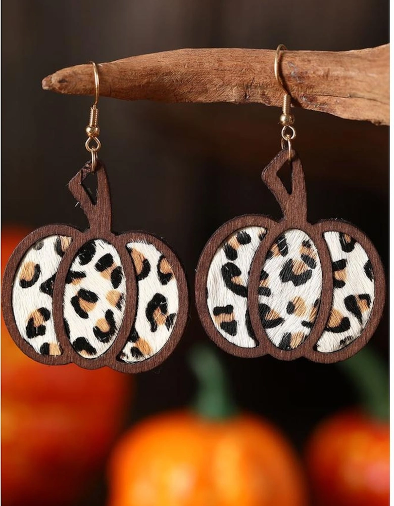 Multicolour Animal Print Pumpkin Shape Drop Earrings