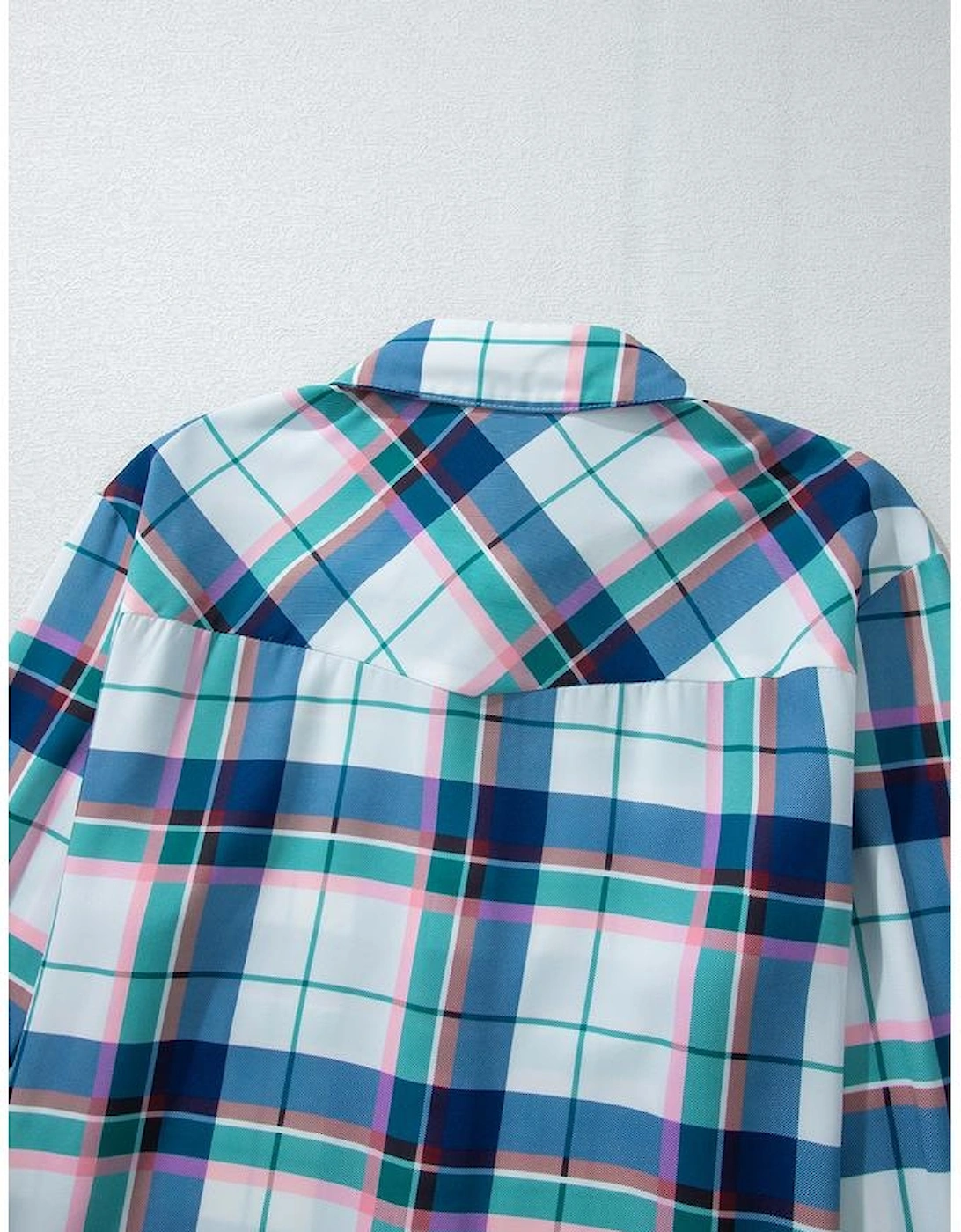 Blue Plaid Print Shirt and Shorts 2Pcs Lounge Set