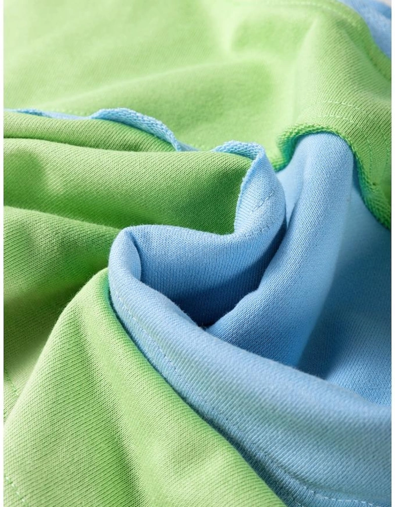 Light Blue Color Block Exposed Seam Patchwork Plus Size T Shirt