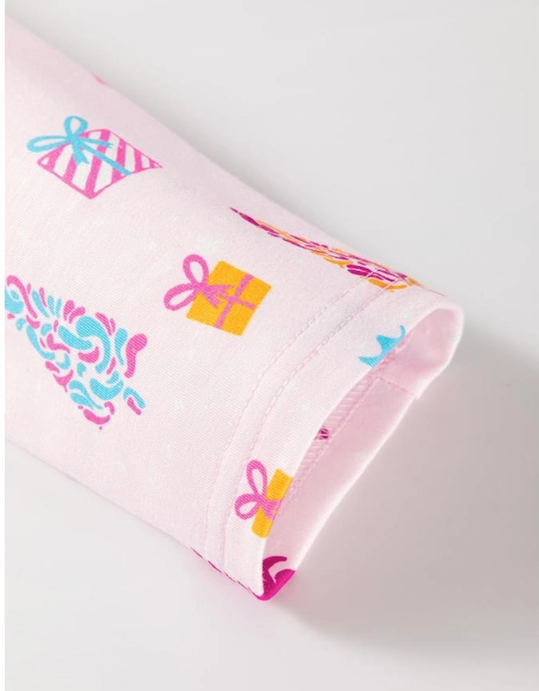 Pink Christmas Twinkle Tree Print Shirt Sleep Dress