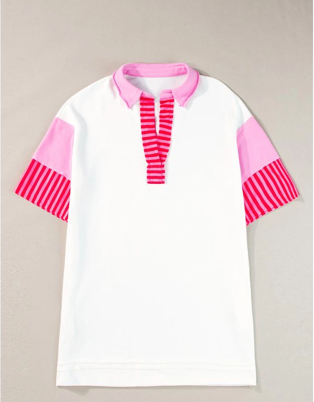 White Stripe Colorblock Patchwork Short Sleeve T Shirt Dress