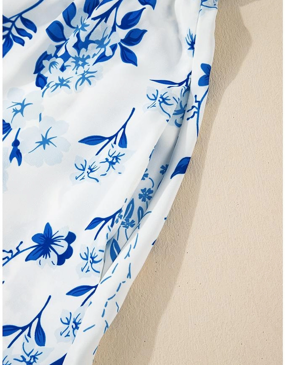 Sky Blue Floral Print Sweetheart Neck Plus Size Midi Dress