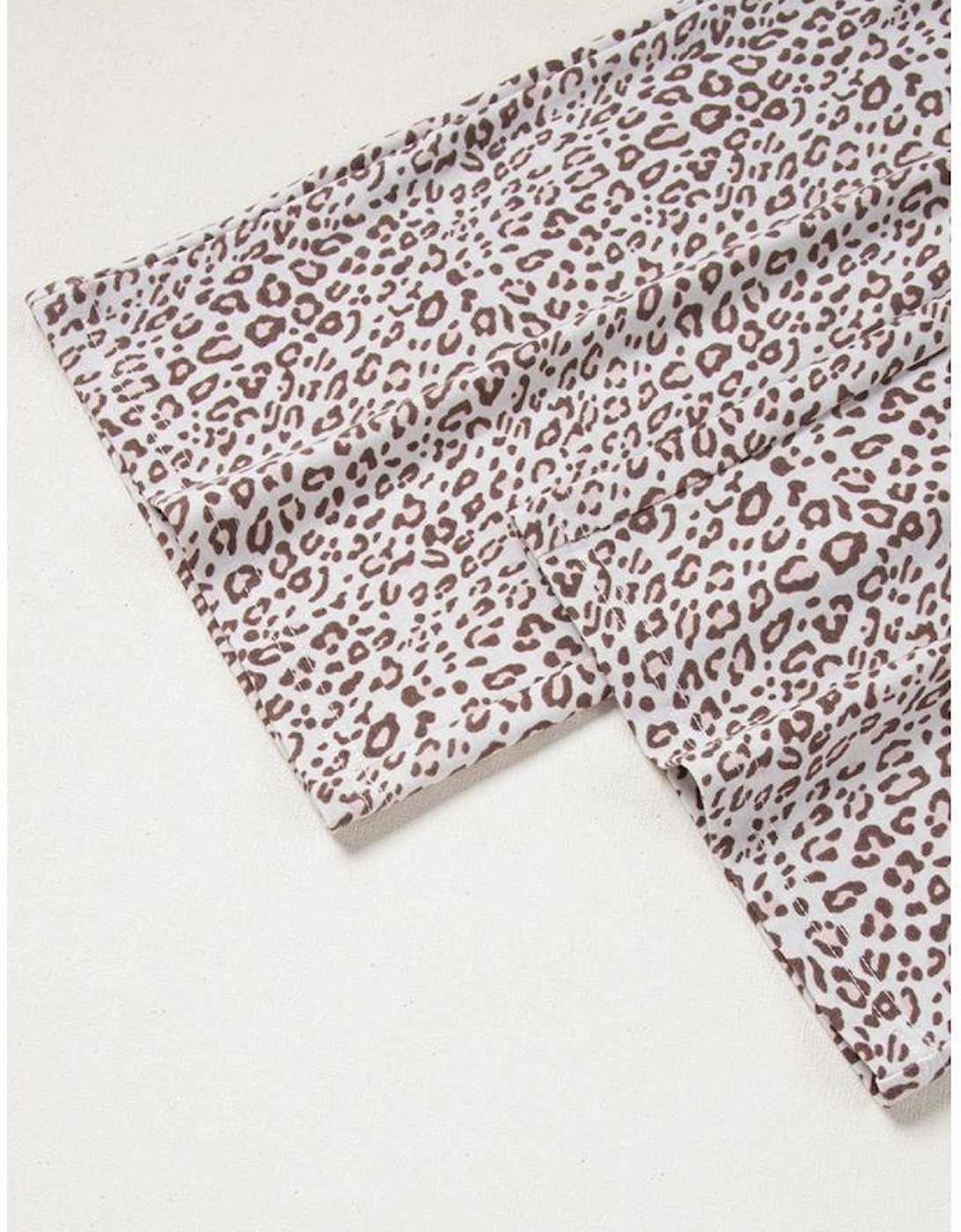 White Leopard Print Long Sleeve and Pants Pajamas Set