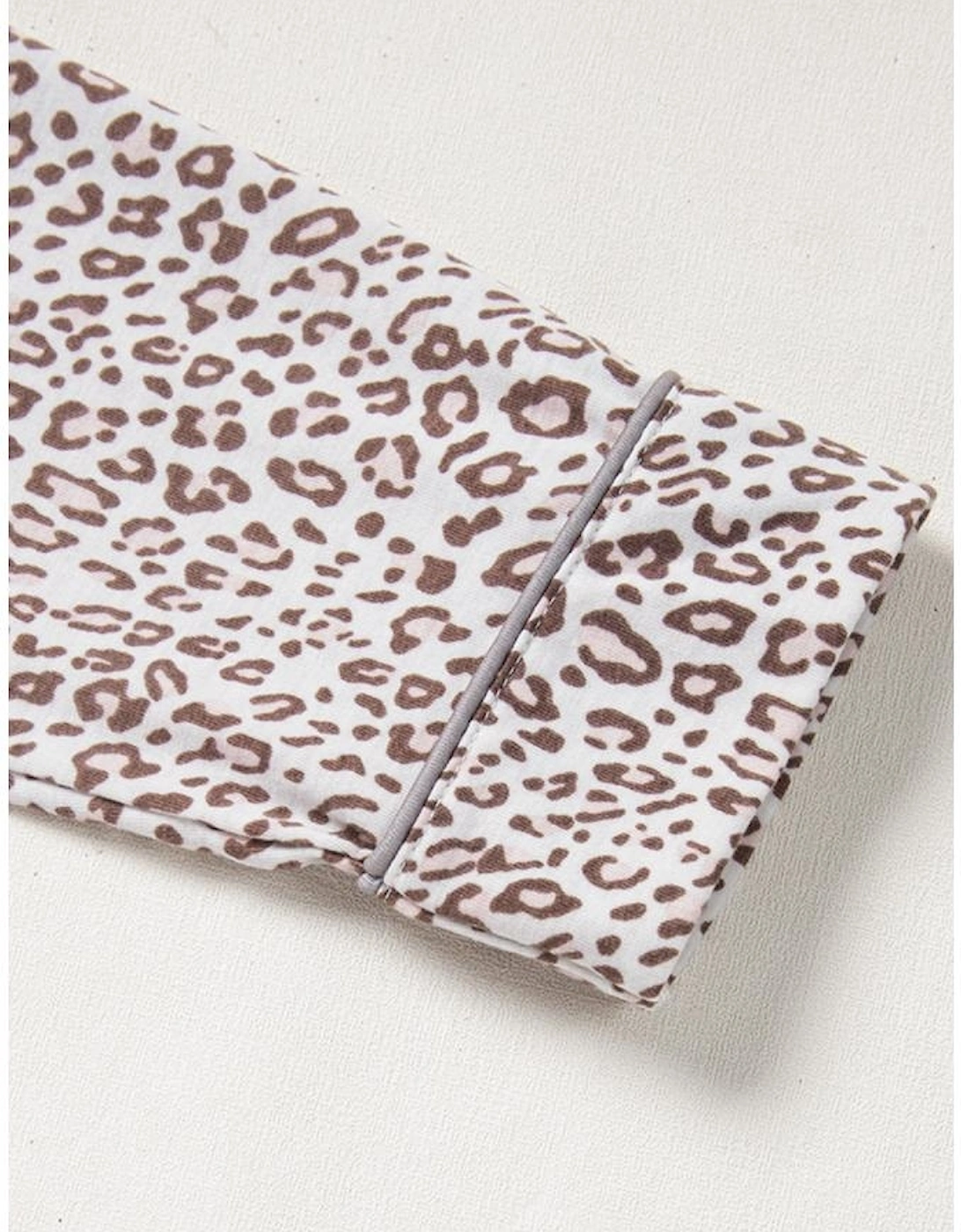 White Leopard Print Long Sleeve and Pants Pajamas Set