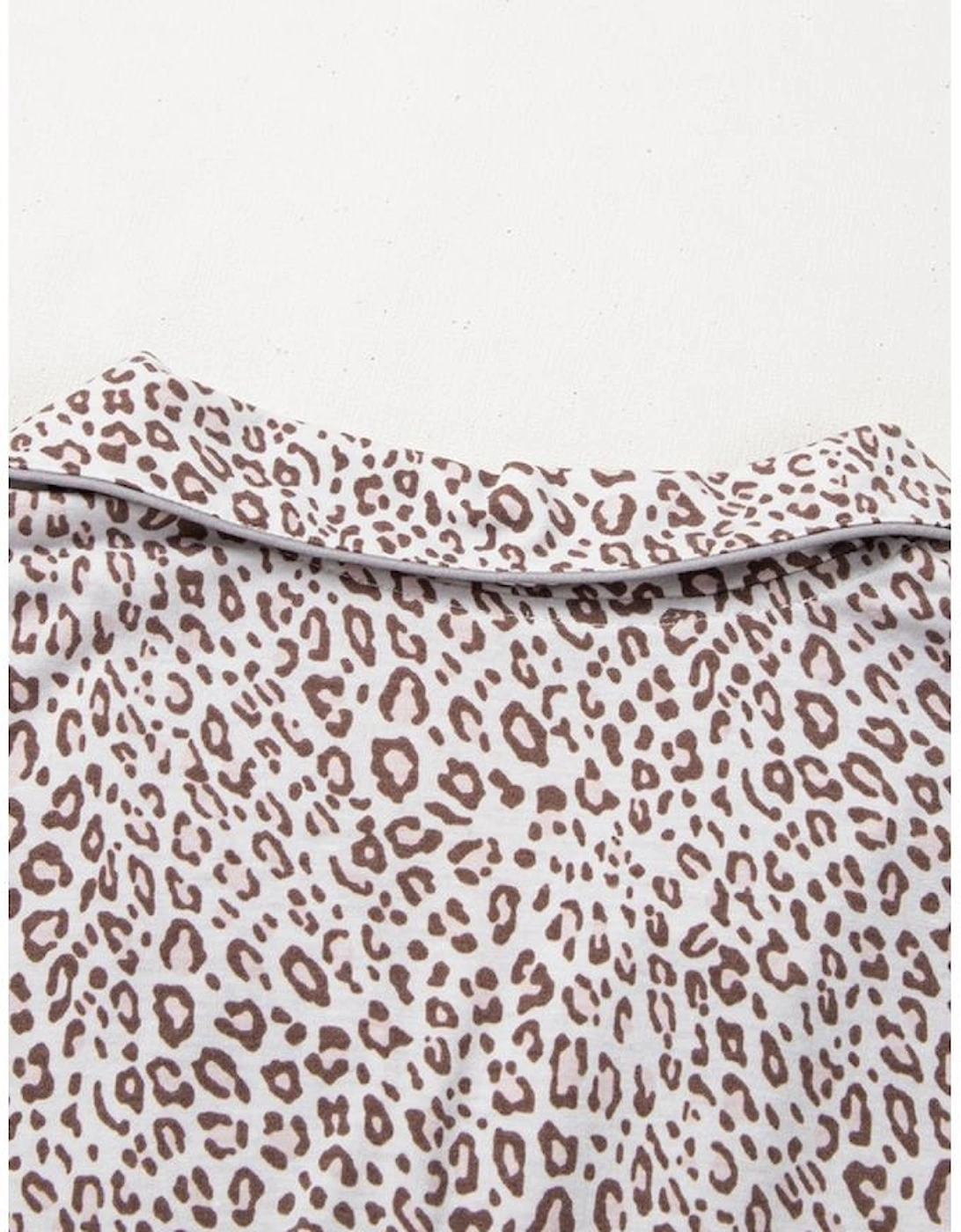 White Leopard Print Long Sleeve and Pants Pajamas Set