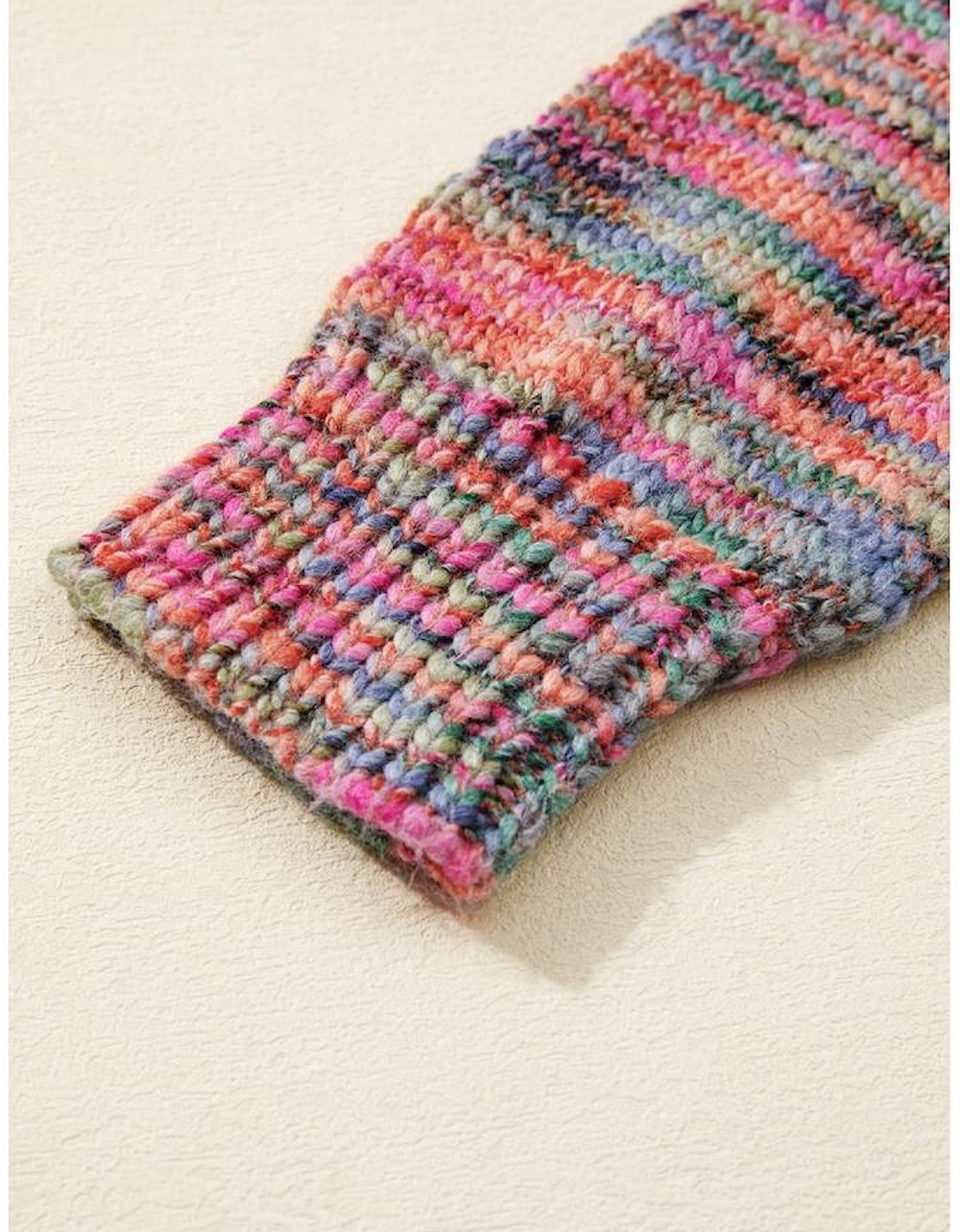 Purple Space Dye Yarn Crew Neck Sweater