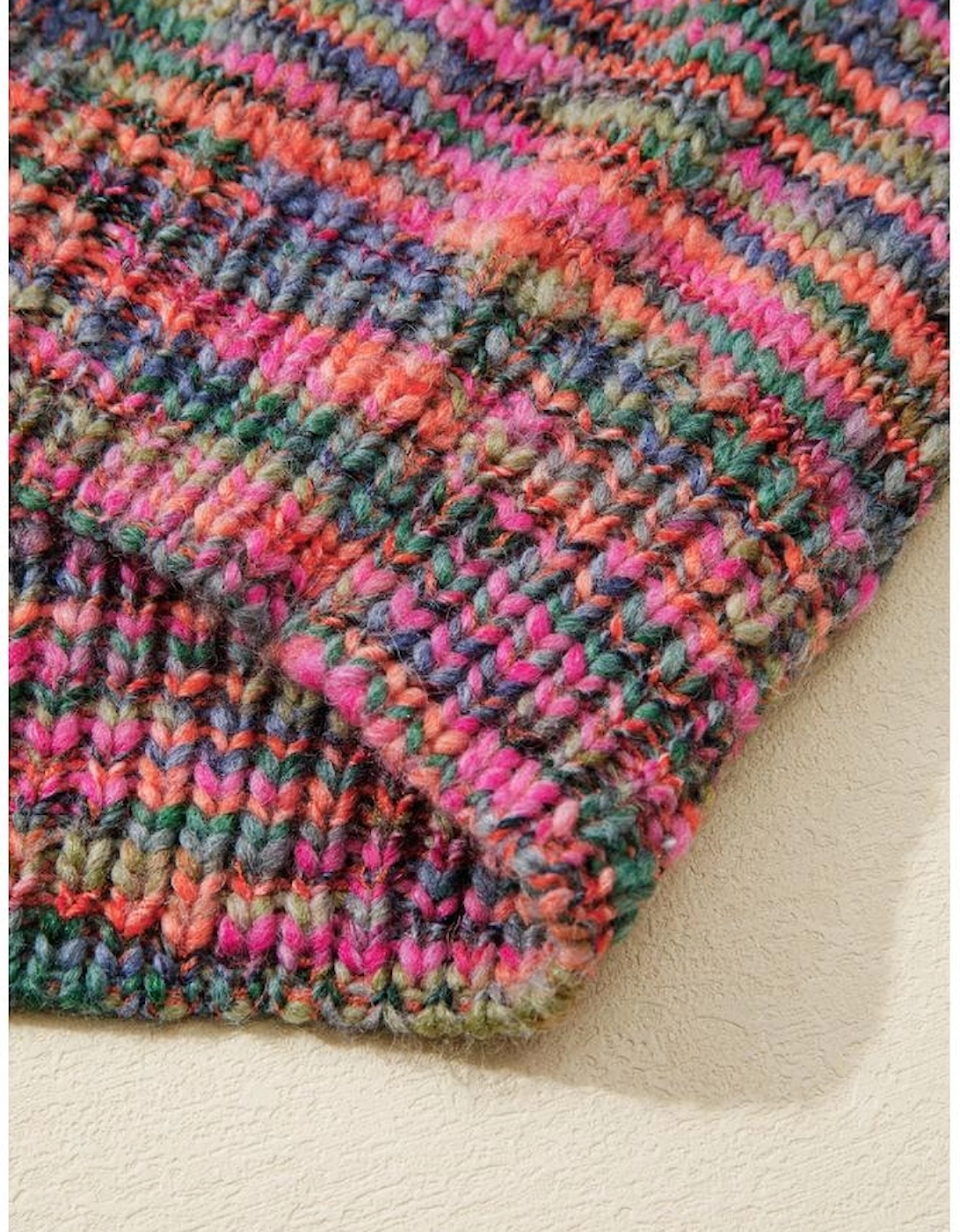 Purple Space Dye Yarn Crew Neck Sweater