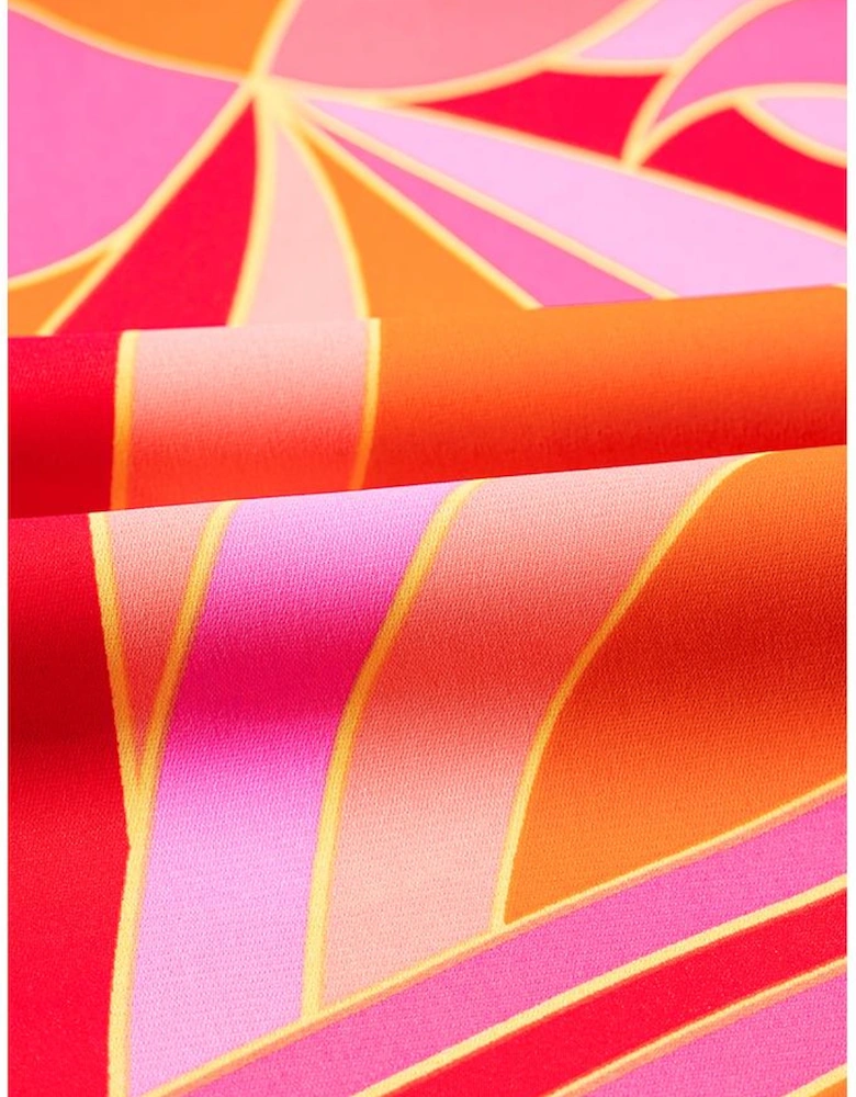 Rose Abstract Printed High Neck Knotted Nape Sleeveless Maxi Dress