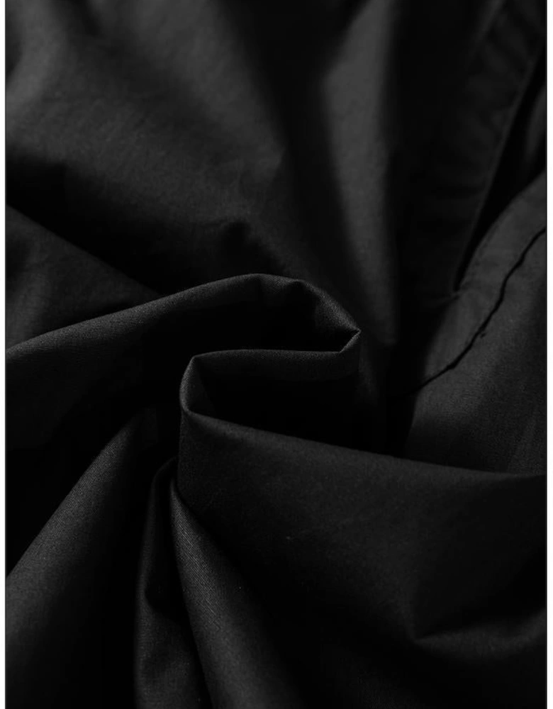 Black Ruffled Puff Short Sleeve Loose Blouse