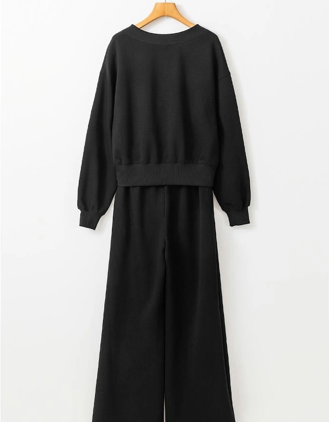 Black V Neck Cropped Seamed High Waist Sports Wear