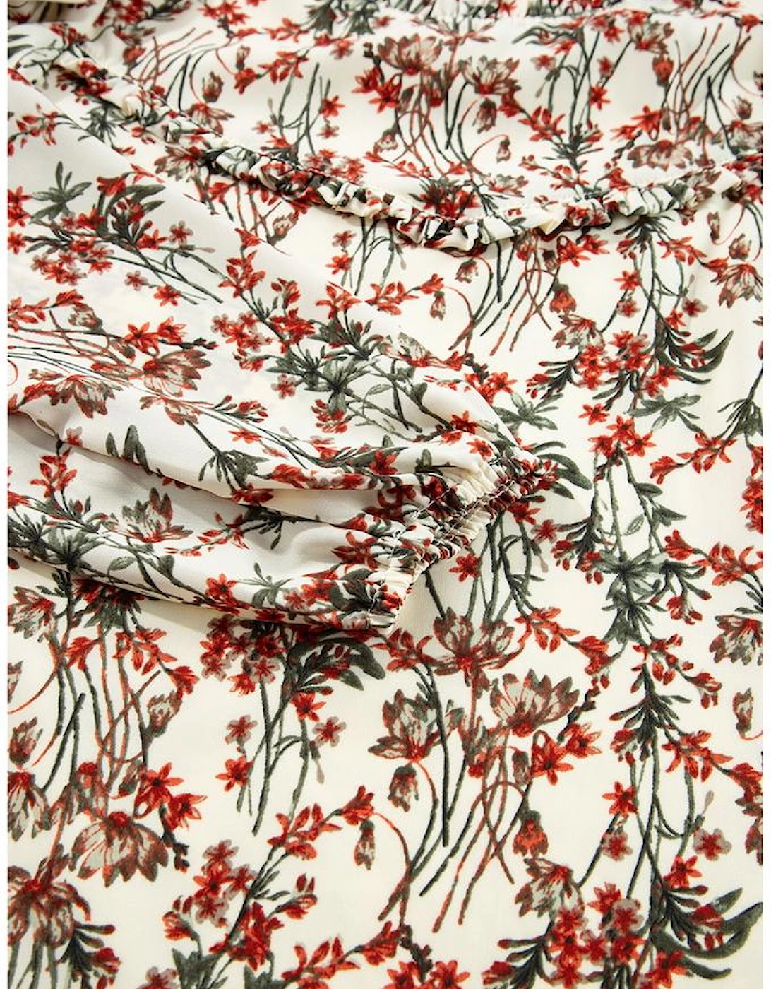 White Floral Printed Long Sleeve Mini Dress