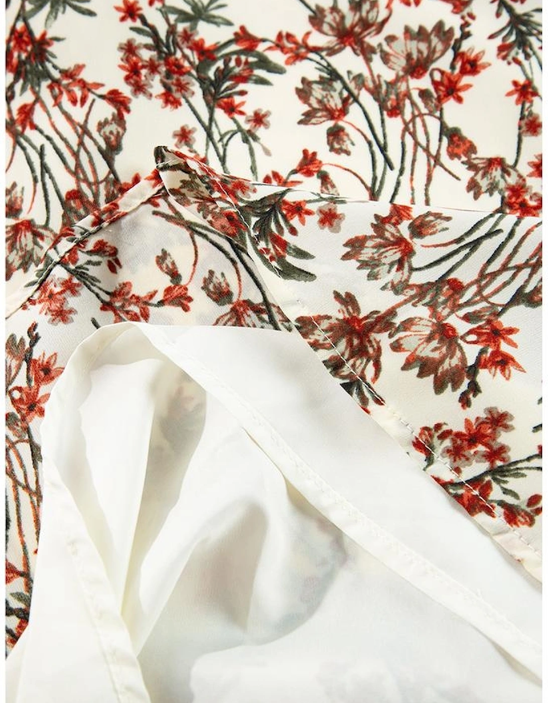 White Floral Printed Long Sleeve Mini Dress