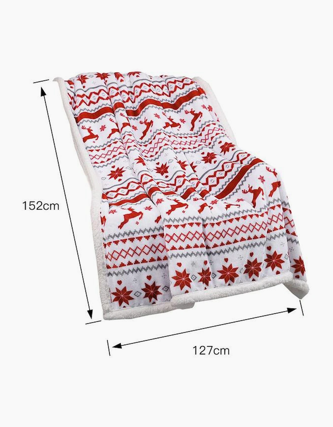 White Christmas Reindeer Snowflake Printed Sherpa Blanket