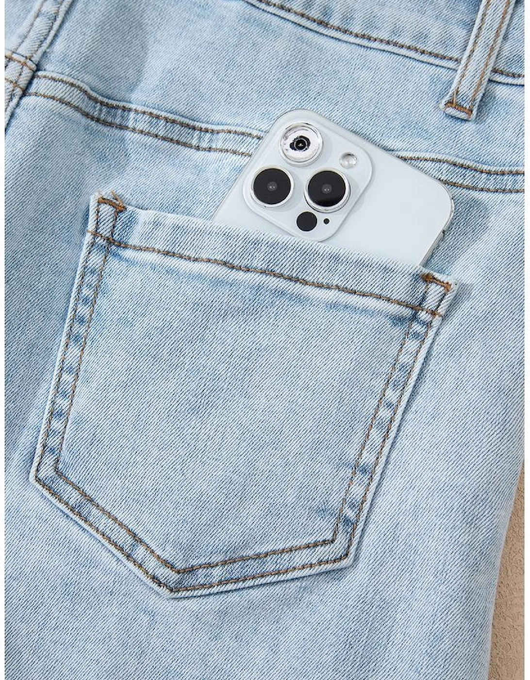 Beau Blue High Rise Distressed Raw Hem Denim Shorts