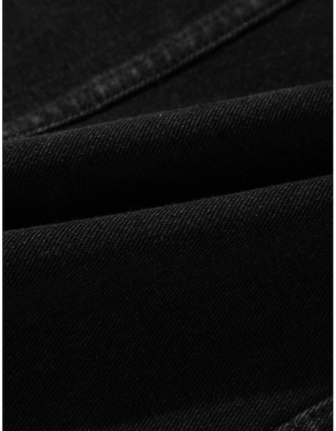 Black Side Pockets Lapel Collar Denim Jacket