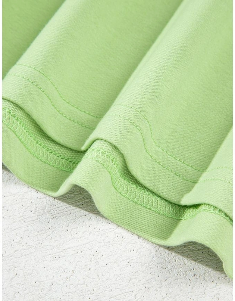 Meadow Mist Green Solid Loose V Neck Half Sleeve Tee and Shorts