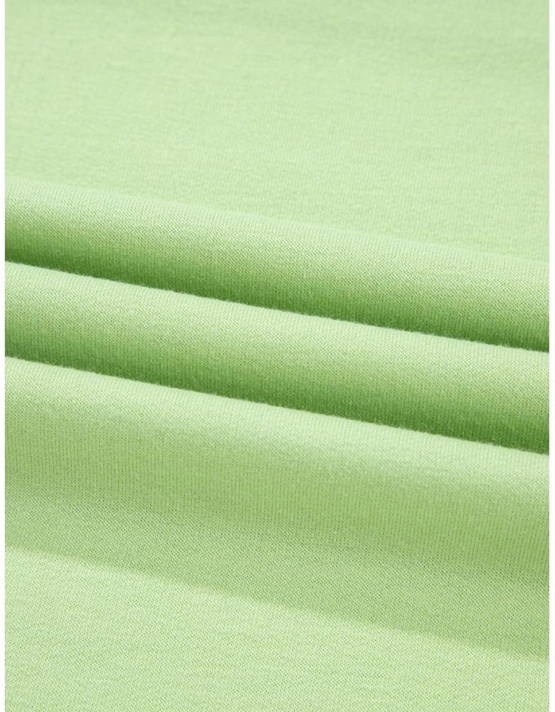 Meadow Mist Green Solid Loose V Neck Half Sleeve Tee and Shorts