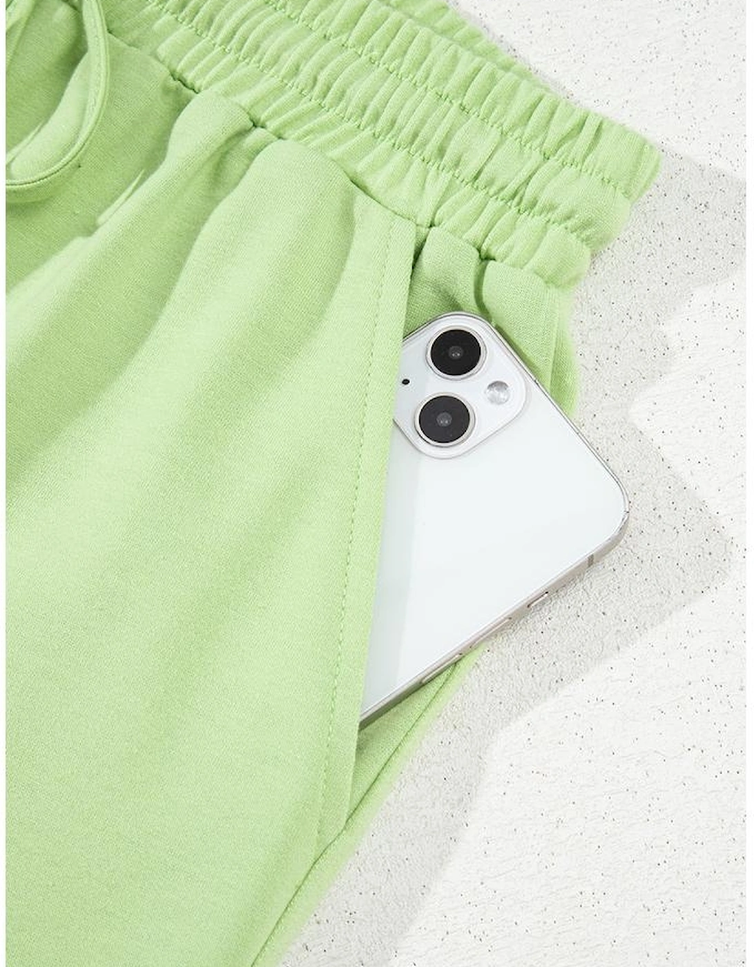 Meadow Mist Green Solid Loose V Neck Half Sleeve Tee and Shorts