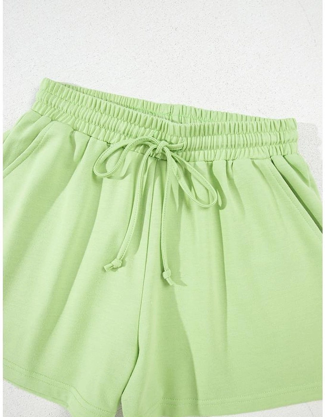 Meadow Mist Green Solid Loose V Neck Half Sleeve Tee and Shorts