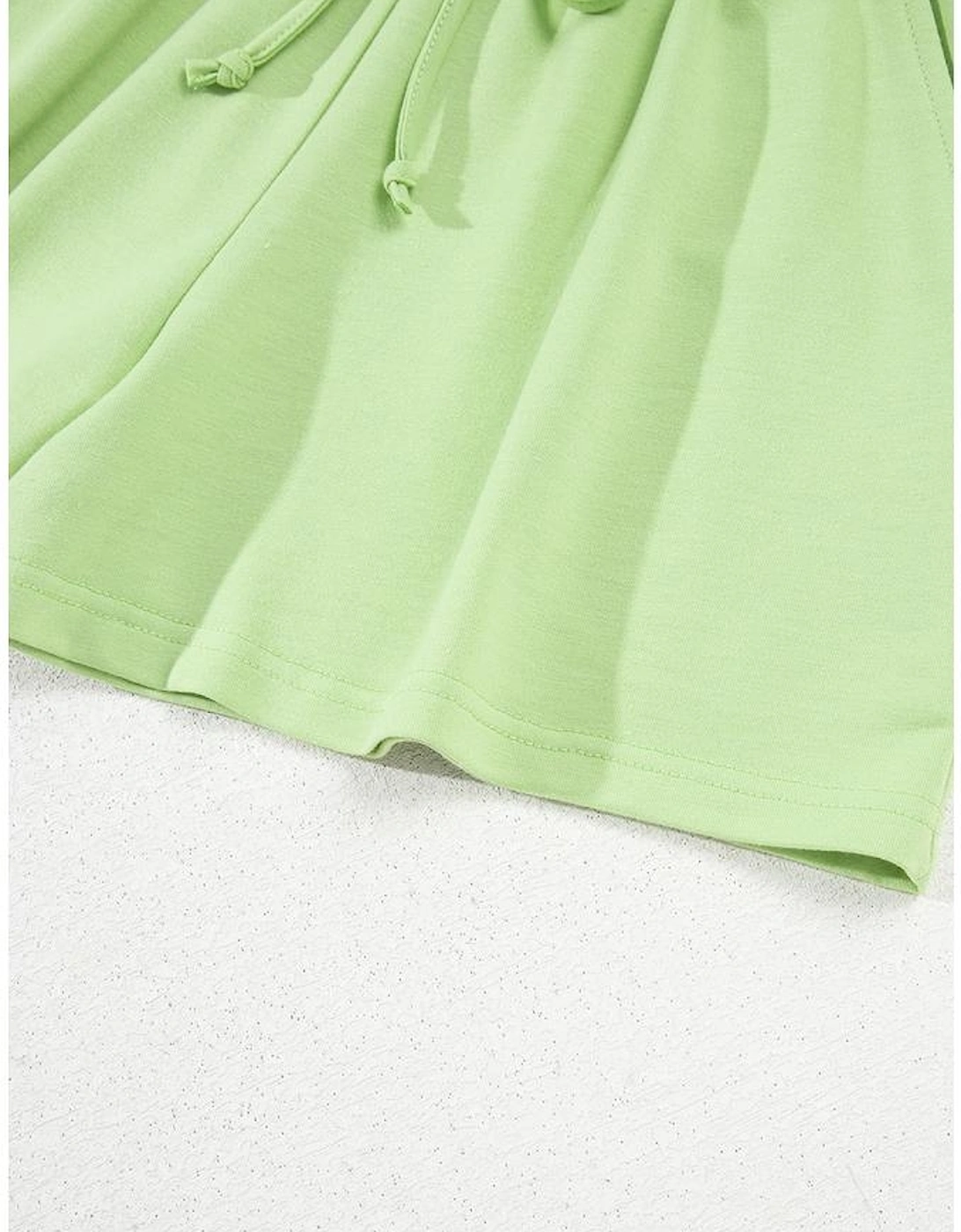Meadow Mist Green Solid Loose V Neck Half Sleeve Tee and Shorts