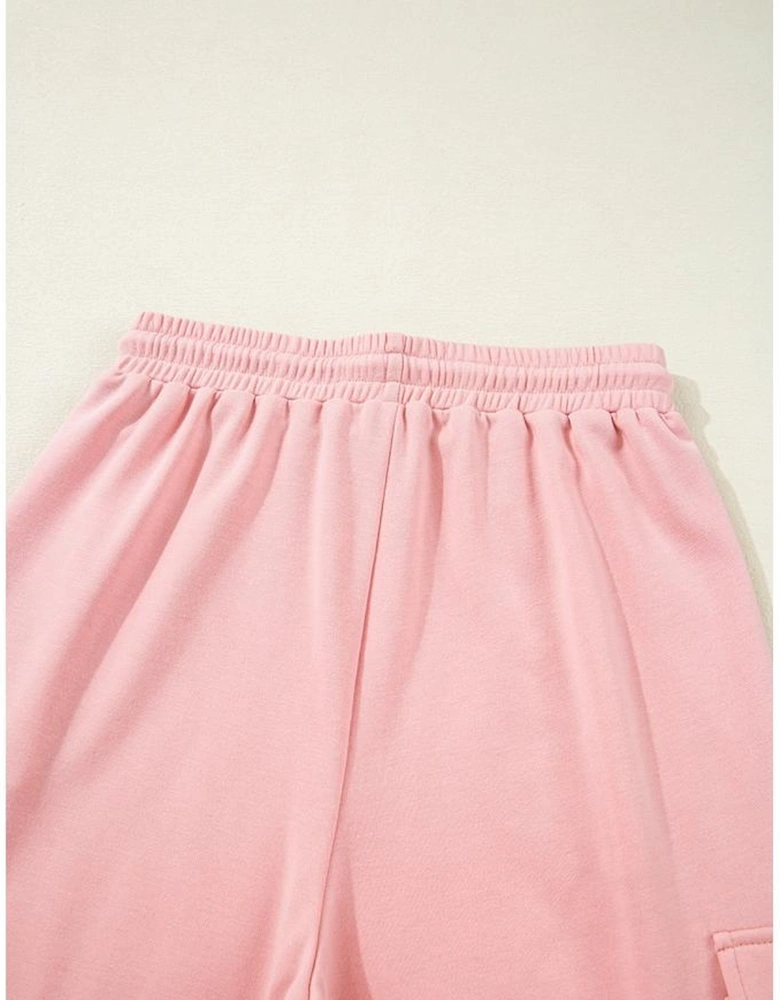 Apricot Pink Half Sleeve T-Shirt & Cargo Sweatpants Set