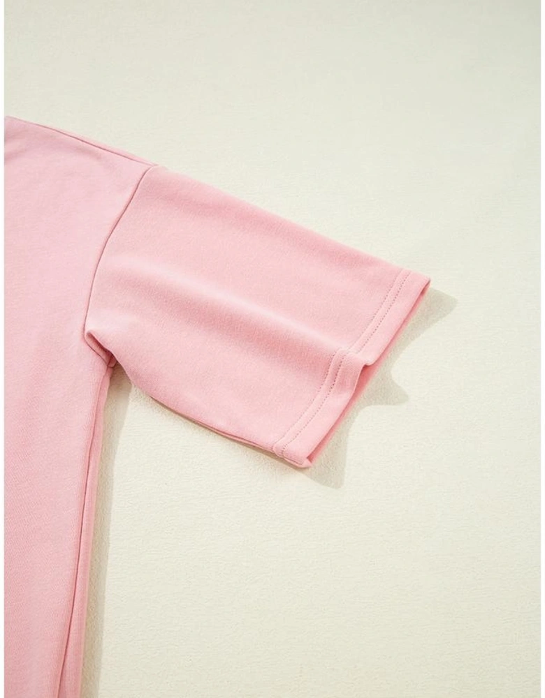 Apricot Pink Half Sleeve T-Shirt & Cargo Sweatpants Set