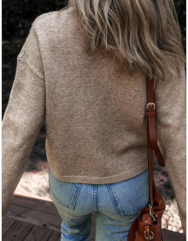 Gray Morn Contrast Colored Dot Detail Drop Shoulder Sweater