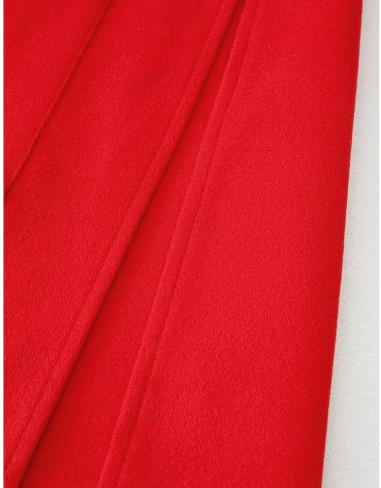 Fiery Red Solid Color Casual Zip up Hooded Coat