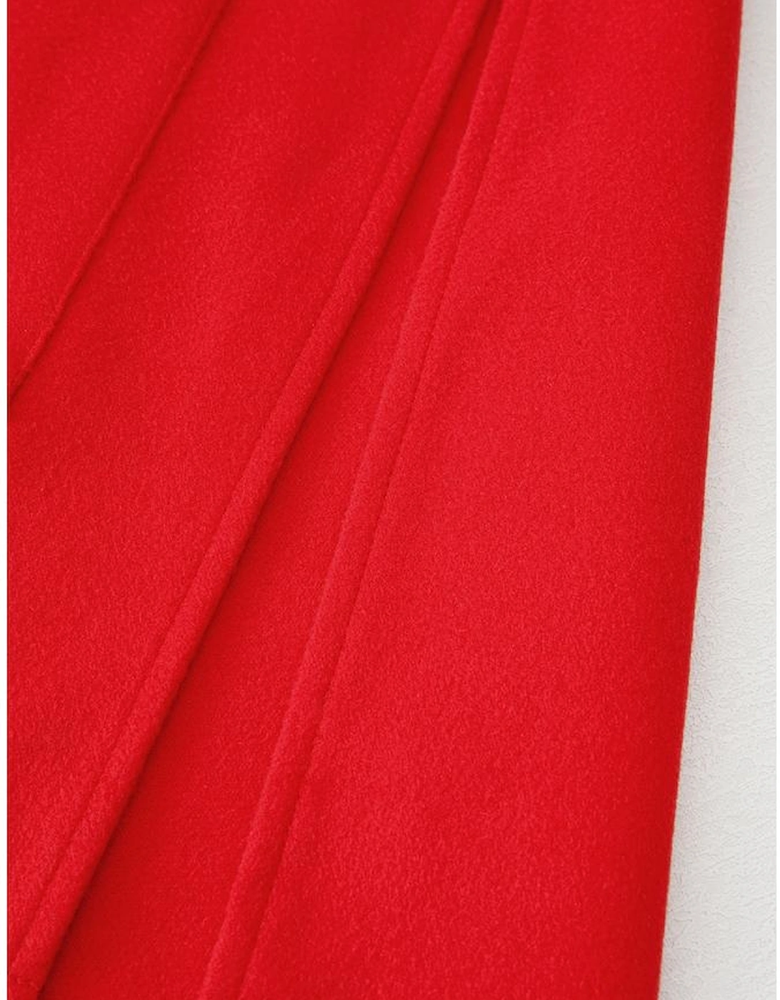 Fiery Red Solid Color Casual Zip up Hooded Coat