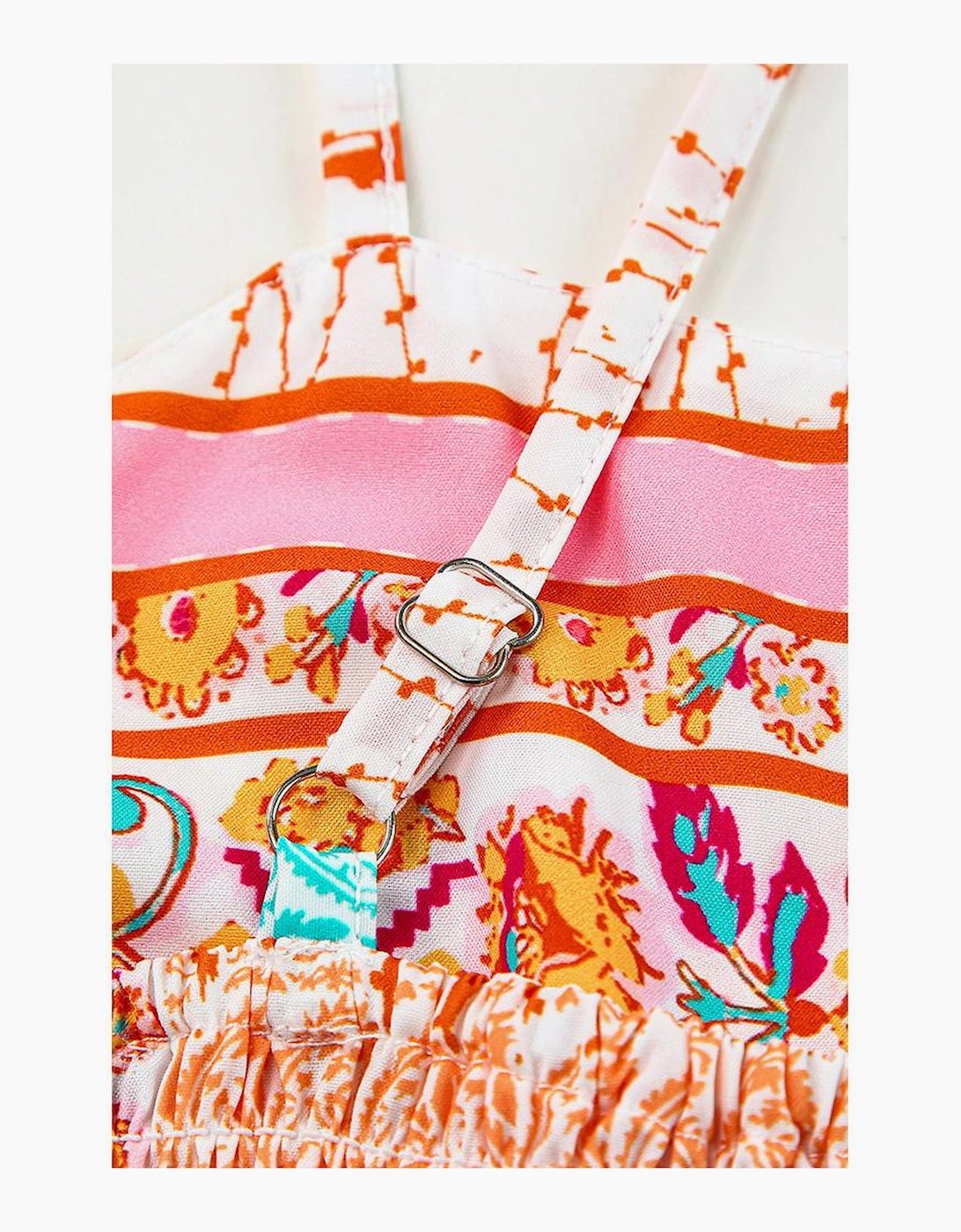 Multicolor Boho Patchwork Print Square Neck Sundress