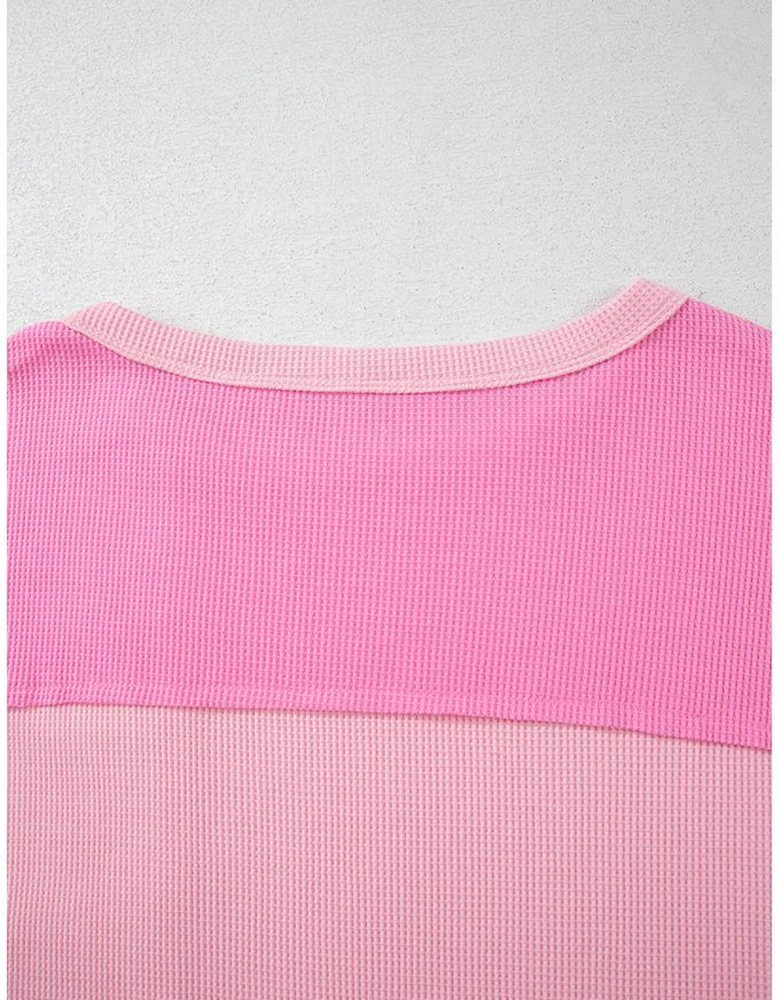 Pink Stripe Patchwork Colorblock Plus Size T Shirt