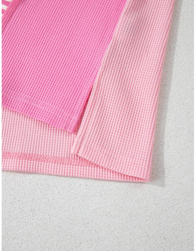 Pink Stripe Patchwork Colorblock Plus Size T Shirt