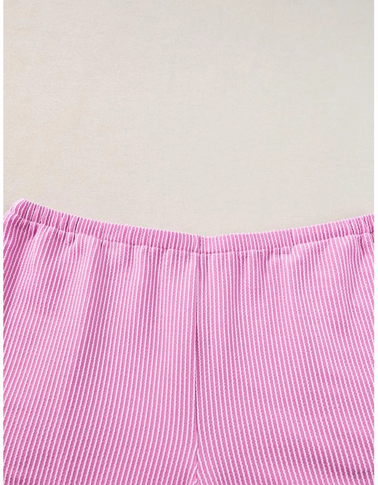 Phalaenopsis Ribbed Knit T Shirt and Shorts Plus Size Lounge Set