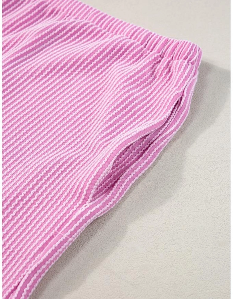 Phalaenopsis Ribbed Knit T Shirt and Shorts Plus Size Lounge Set