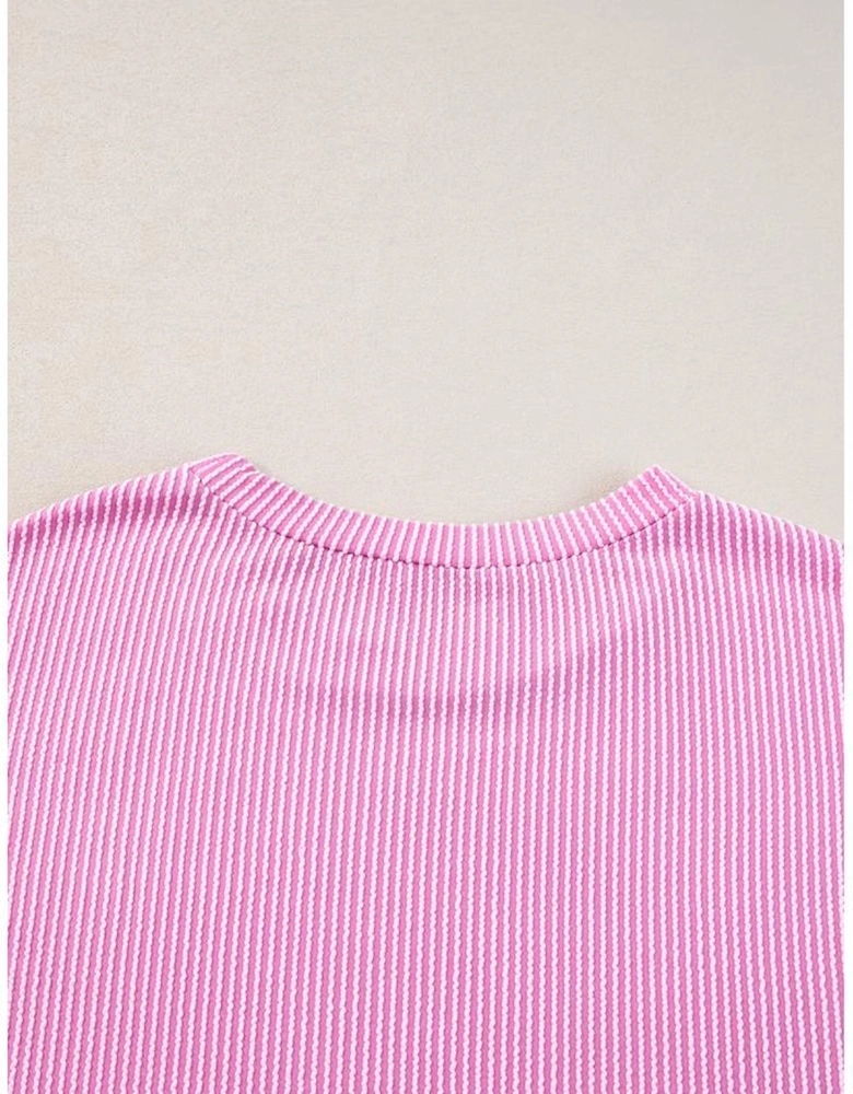 Phalaenopsis Ribbed Knit T Shirt and Shorts Plus Size Lounge Set