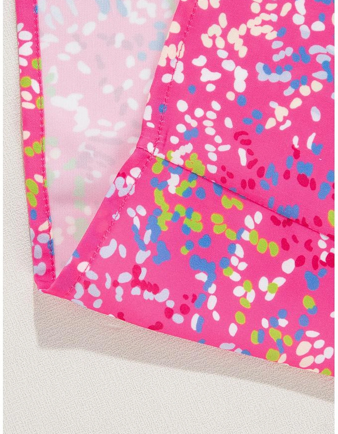 Bonbon Abstract Print Collared V Neck Babydoll Blouse