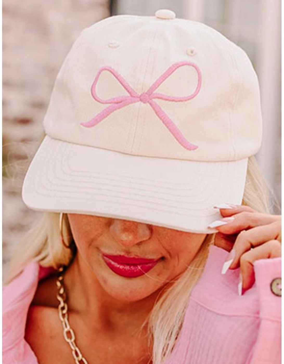 White Girlish Bow Embroidered Baseball Cap, 4 of 3