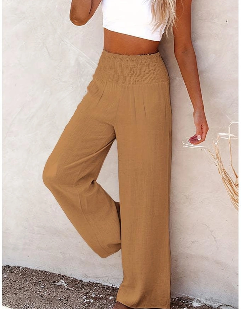 Azura Exchange High Waist Wide Leg Pants With Smocked Waistband