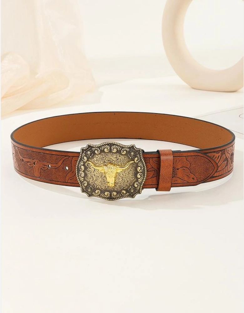 Azura Exchange Authentic Western Style Longhorn Bull Buckle Belt